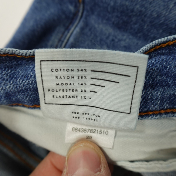 AYR The Yes Yes Yes Jeans Women's 29x26 Blue Denim High Rise Straight Crop Fray - Picture 5 of 16